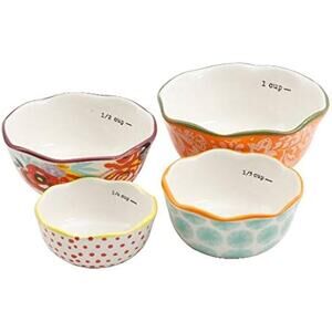 Vintage The Pioneer Woman Speckle Frontier Rose Shadow Measuring Bowls Set of 4